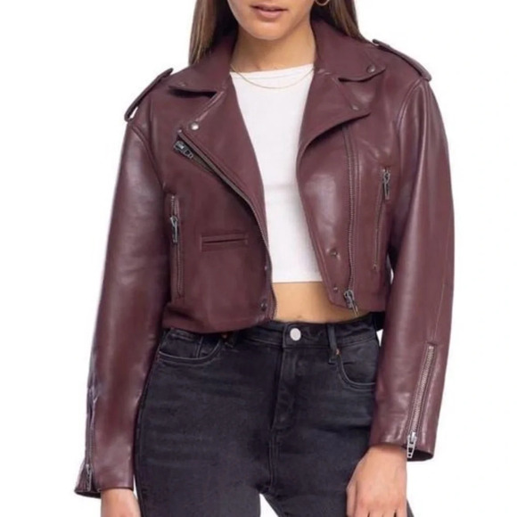 NWT BLANKNYC Women's Purple Faux Leather Crop Moto
Jacket - Picture 1 of 16